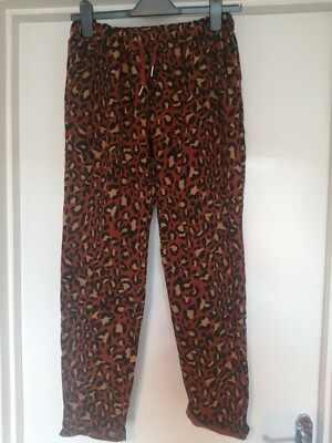 Italy Moda Leopard Print Cuffed Trousers Approx Size 8 BNWT