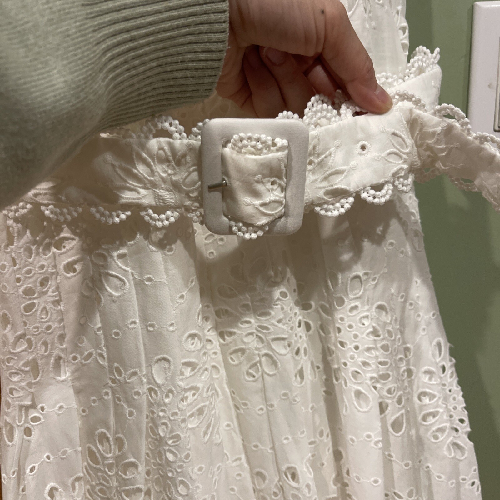 Zara white embroidered Eyelet dress size Small new image 2