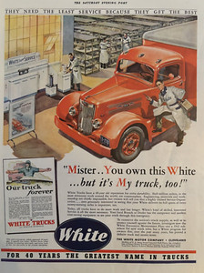 1942 White Motor Company Cleveland Trucks Least Service Greatest VTG Print Ad