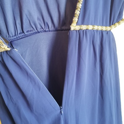 Forever 21 Royal Blue Maxi Dress L Side Cutouts Rhinestone Formal Prom  Evening | eBay