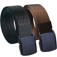 2 Pack Mens Nylon Belt, Lightweight Metal Belt 28"-64" Waist for Big and Tall