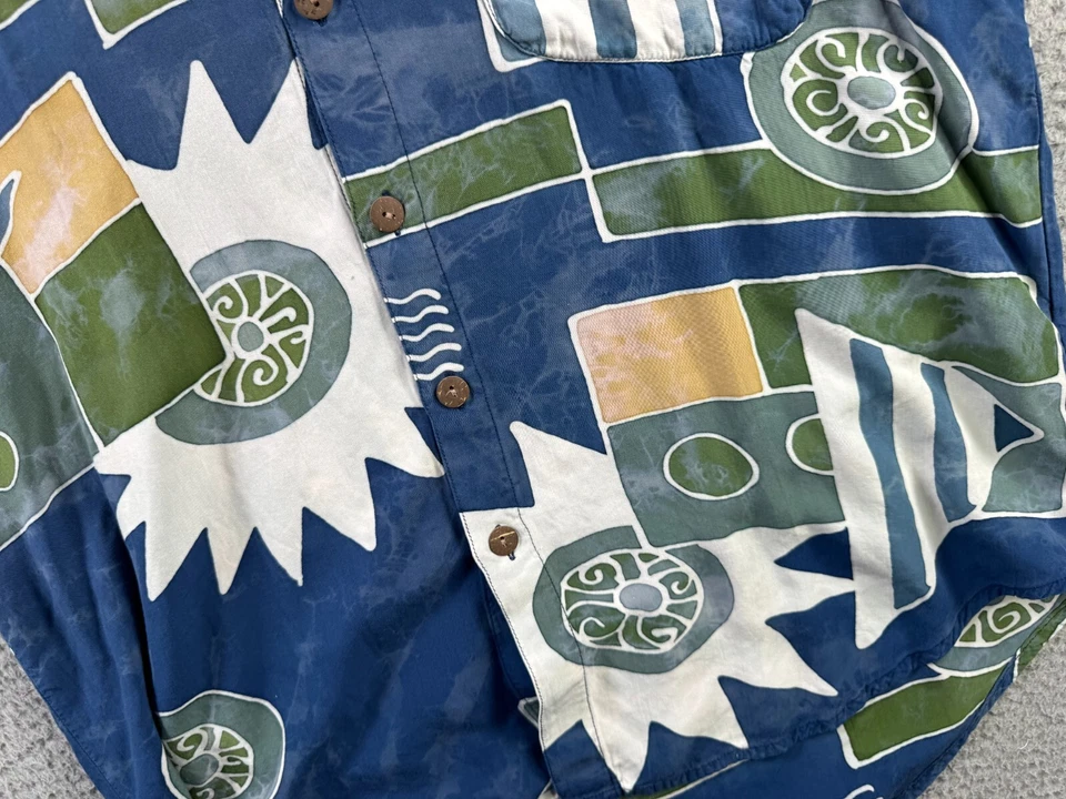 Vintage Territory Ahead Shirt Mens Medium Relaxed Rayon Button Up Tribal Aztec - Image 4 of 4