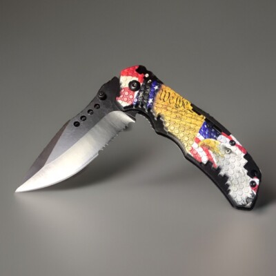 ElitEdge Flag Eagle Design Folding Pocket Knife Knife