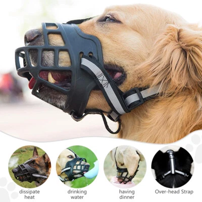 Large Pet Dog Basket Muzzle Mouth Cover Adjustable NoBarking Anti Bite Biting