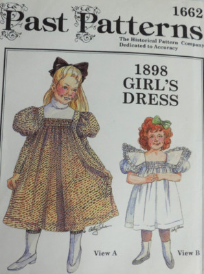 Past Patterns #1662 1898/Victorian Party Girl's Dress Sz: 2 - 8 B: 21 - 27 