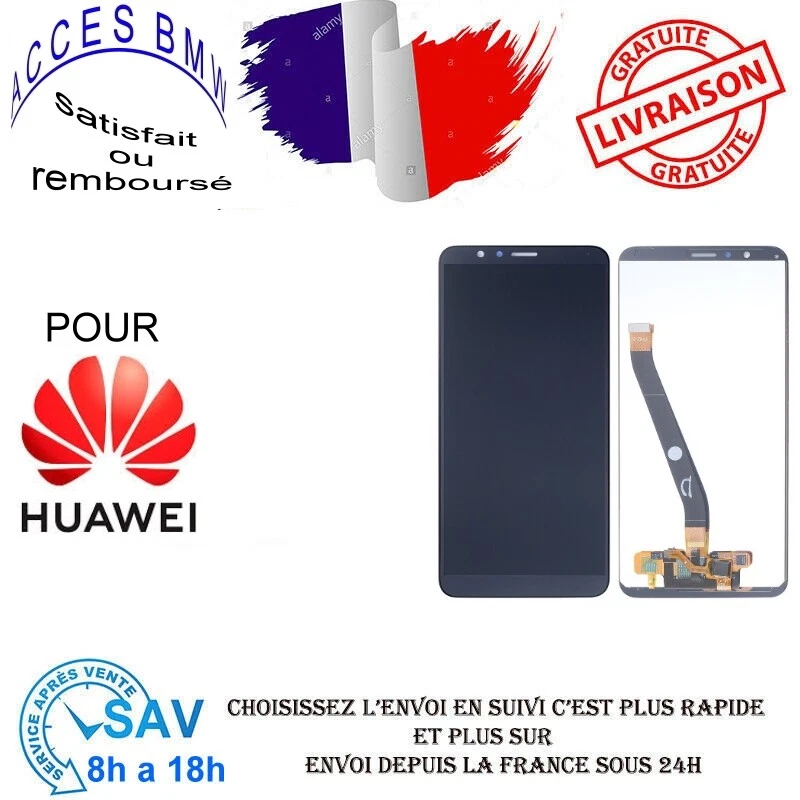 ECRAN LCD + VITRE TACTILE pour HUAWEI HONOR 7X NOIR - Photo 1/1
