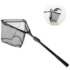 Fishing Net Rubber Mesh Fly Trout Salmon Carp Large Landing Folding Telescopic