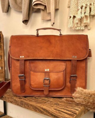 Bag Genuine Leather Messenger Vintage Brown Shoulder Briefcase Men's New