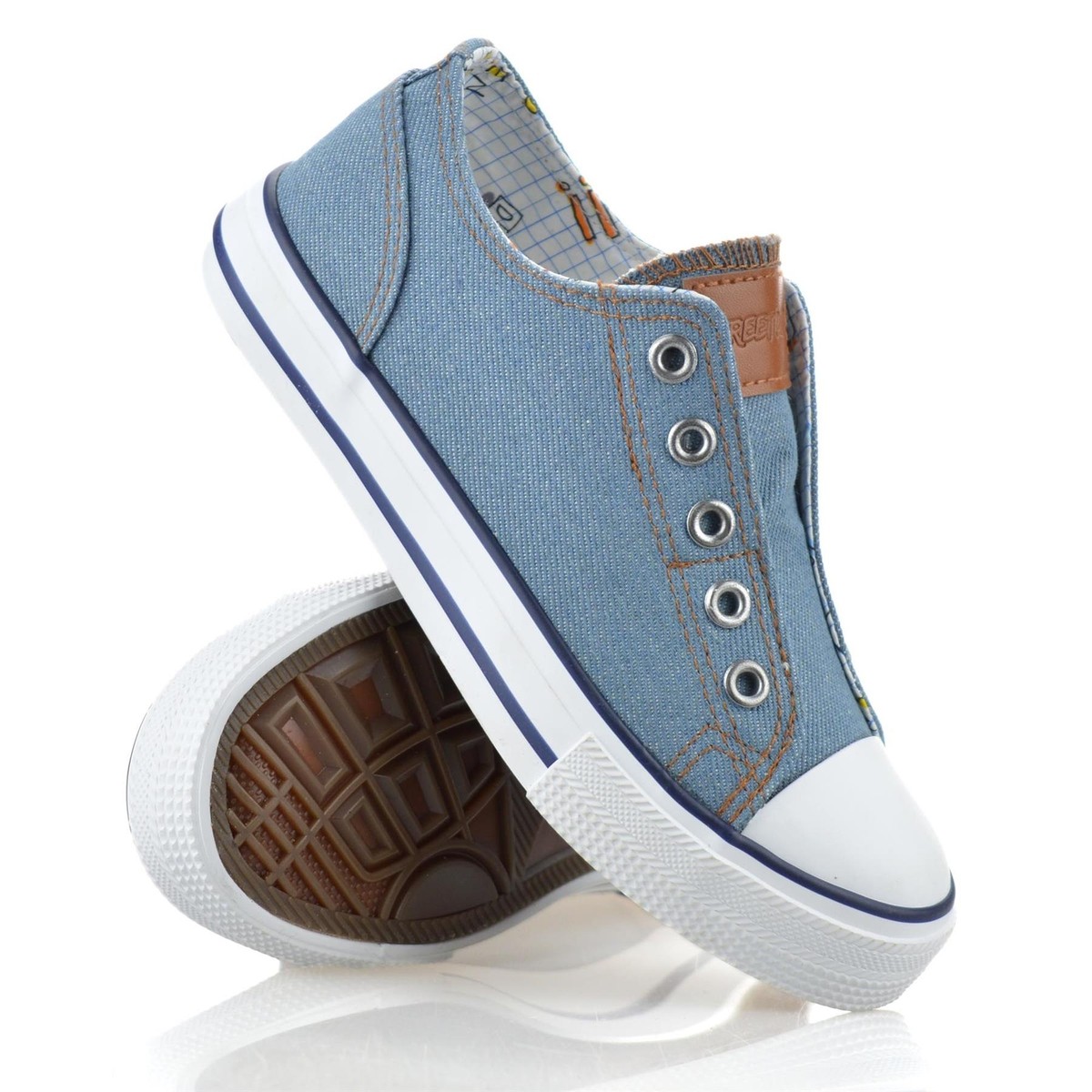 Boys Kids Casual Slip On Denim Canvas Pumps Summer Sports Trainers - Main Image