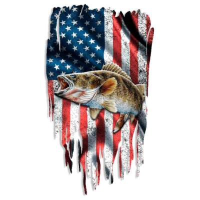American Flag Walleye Fishing Sticker Truck Window Boat Decal Tackle Box Erie