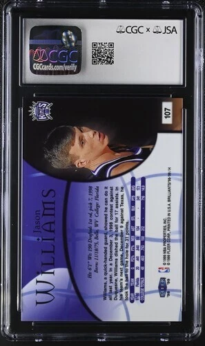 Jason Williams Rookie Auto CGC JSA 1998-99 Fleer Brilliants #107 chocolate blanco Foto 2 de 2