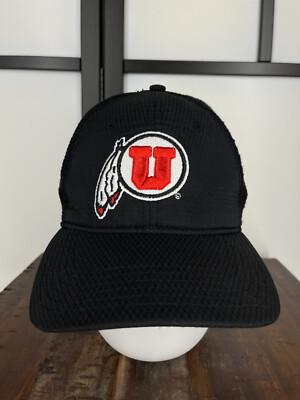 Utah Utes Hat Cap Fitted Mens Large Red Black Polyester Blend Under Armour 