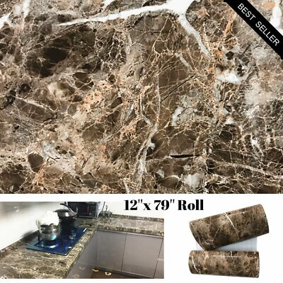 Brown Marble Granite Contact Paper Countertop Vinyl Self Adhesive