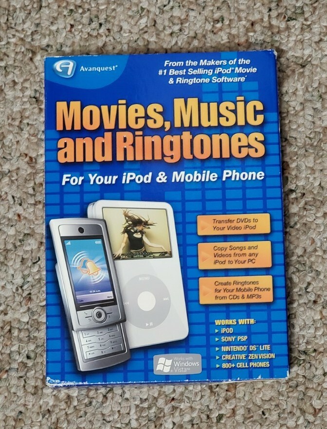 MOVIES, MUSIC AND RINGTONES (AVANQUEST)-FOR YOUR IPOD & MOBILE PHONE-PC SOFTWARE
