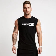 Gym Men Fitness Singlet Cotton Vests Training Tank Top  Athletic Men Tank Top