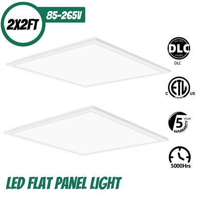LED Flat Panel Light Fixture, 2x2 Foot, 45 Watts, 5000K Daylight White, 110-277V