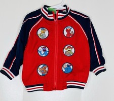 Vintage Sesame Street 2007 Lightweight Jacket 24 mo Baseball Patches Elmo Ernie