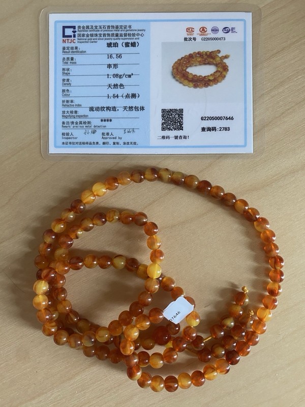 Orange Beeswax Amber Beaded Necklace Bracelet Certified 