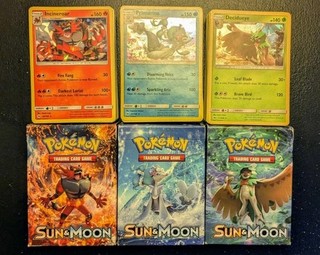 Sun & Moon Base Theme Decks 3 COMPLETE Rare Holo Forest Roaring Heat OPENED
