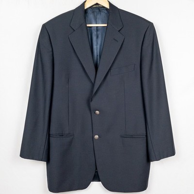 Men's Vintage Made in Italy Black Super 120s Wool Blazer 40R Sport Event Jacket