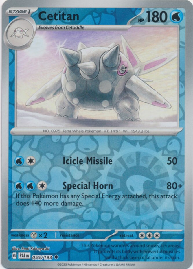 Cetitan - 055/193 - Uncommon - Reverse Holo (Near Mint) Paldea Evolved - Water P