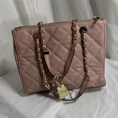 ALDO Pink Quilted Shoulder Bag Padlock Accent Gold Hardware Chain Strap