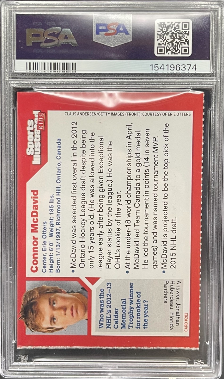 2013 SI for Kids CONNOR MCDAVID PSA 8 view 2