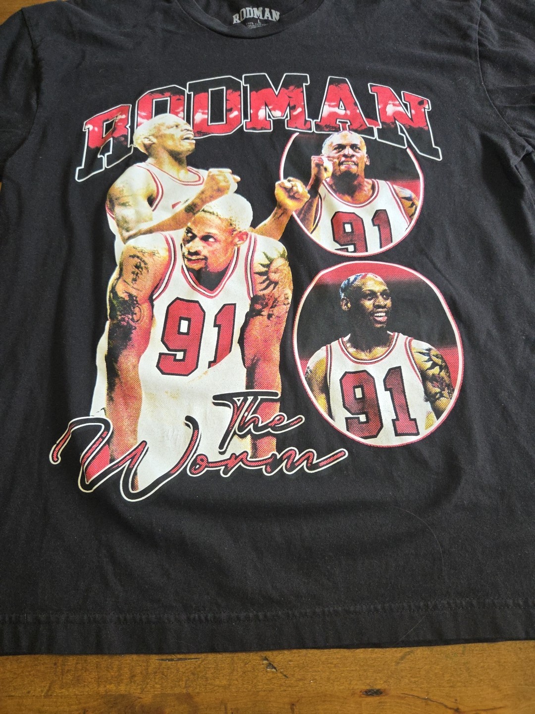 Official Rodman Brand Dennis Rodman The Worm Graphic T Shirt L Chicago Bulls USA image 2