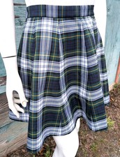 Vintage Skirt Short Swing in Green and White Plaid   1990s