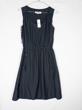 NWT Loft Dress Womens 0 Black Woven Tank Zip Ruffle Knee Length Pullover Scoop