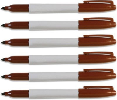 Morezmore M00452-6 6pc Fine Point Permanent Marker Brown