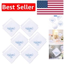 Set of 12 Elegant Embroidered Wedding Handkerchiefs with Lace Edges for Brides