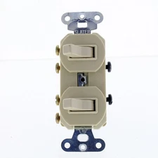 Slater Ivory Dual 3-Way Toggle Light Switch Duplex 15A 120/277V 693-I
