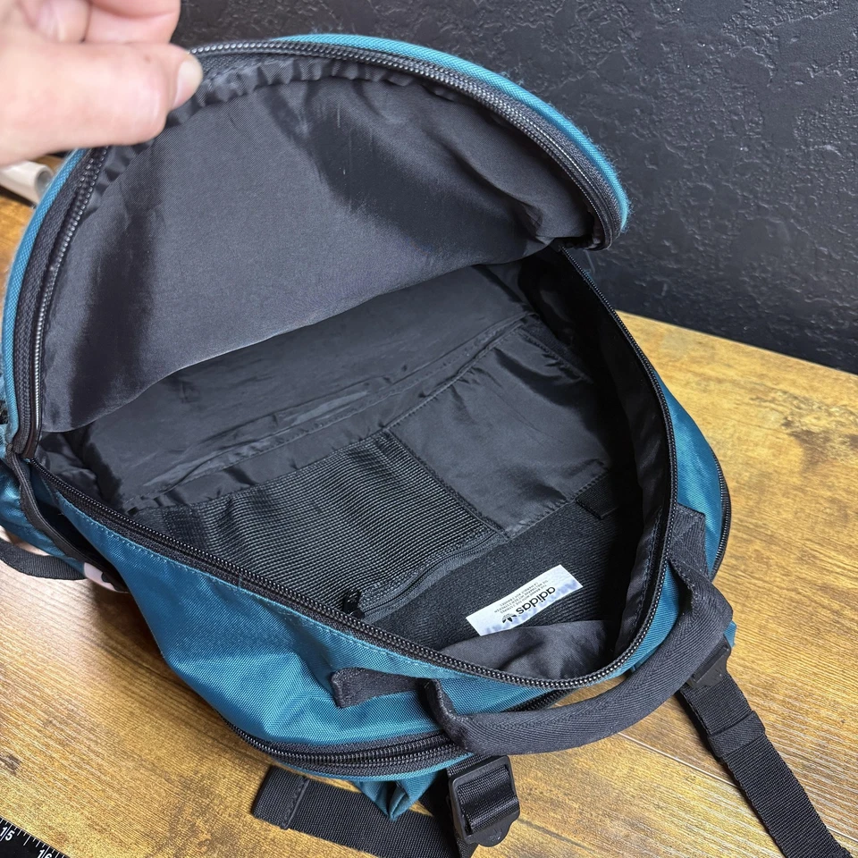 Adidas Equipamiento Mochila Verde Azulado Negro Malla Rayas Escuela Laptop Bolso Unisex Foto 4 de 4