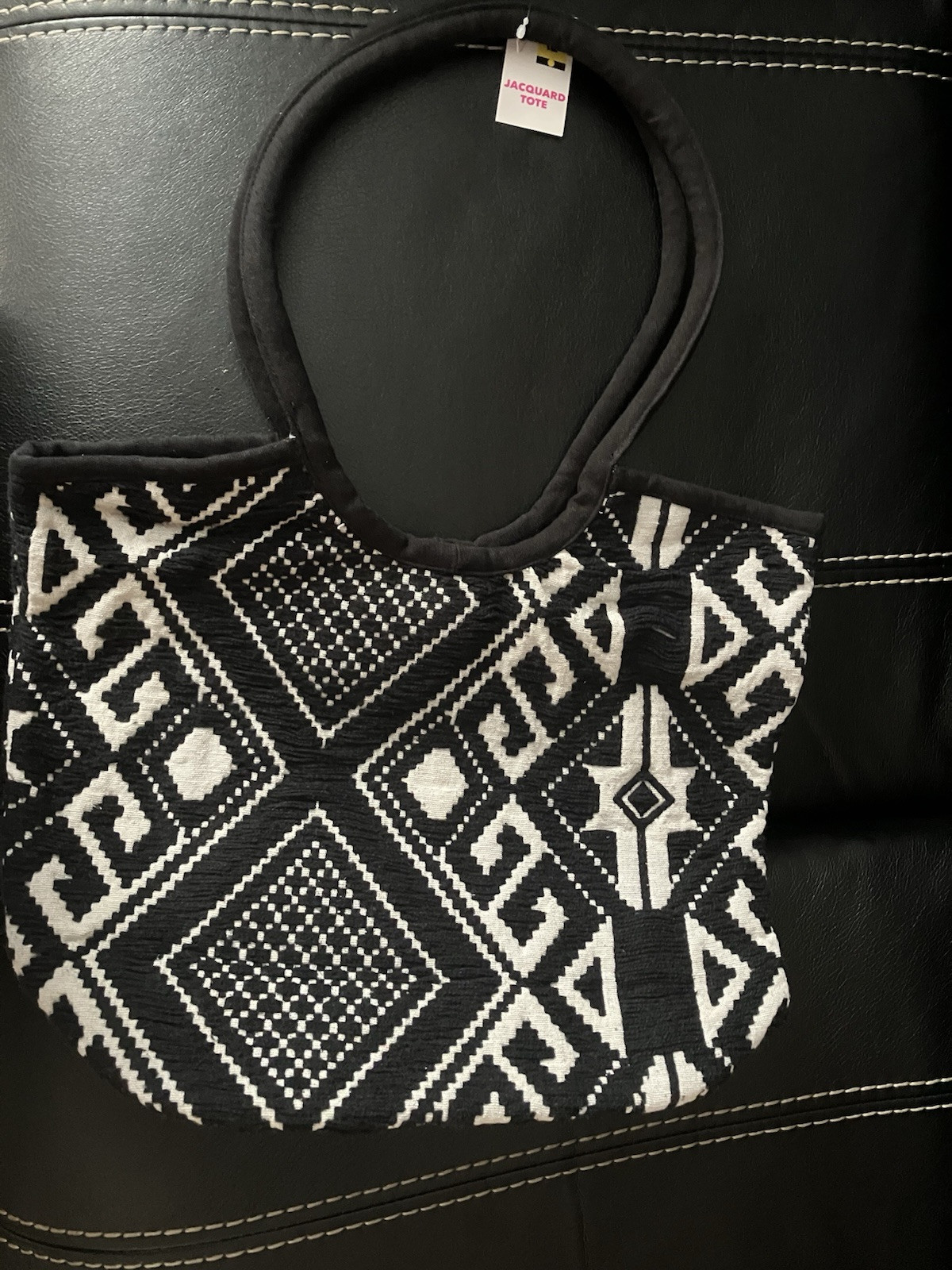 Jacquard Woven Cotton Tote Bag with Reinforced Handles