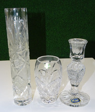 -LOT 1 VASE & 1 BOUGEOIR CRISTAL DE BOHEME 1 VASE CRISTAL IRELAND TYRONE    D