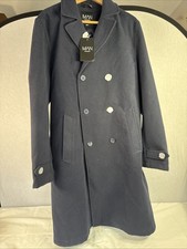 Man Boohoo Man 2XL Mens Big And Tall Double Breasted Wool Look Overcoat NWT Navy