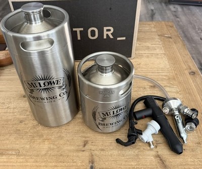 ManCan Stainless Steel Growler Draft Serving 128/64 oz Mini Keg w/ Reg. and Tap