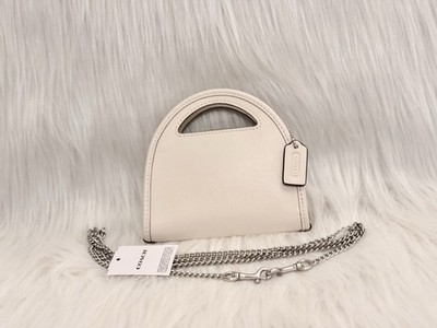 NWT Coach Top Handle Card Case With Chain in Silver Chalk CT879 | eBay