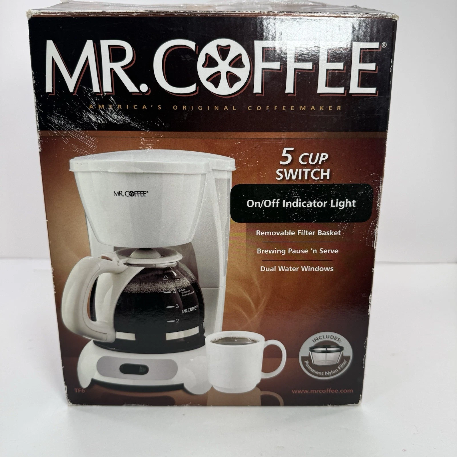 Mr. Coffee 5-Cup Switch TF-6 Coffee Maker On/Off Indicator Light 2009 NEW