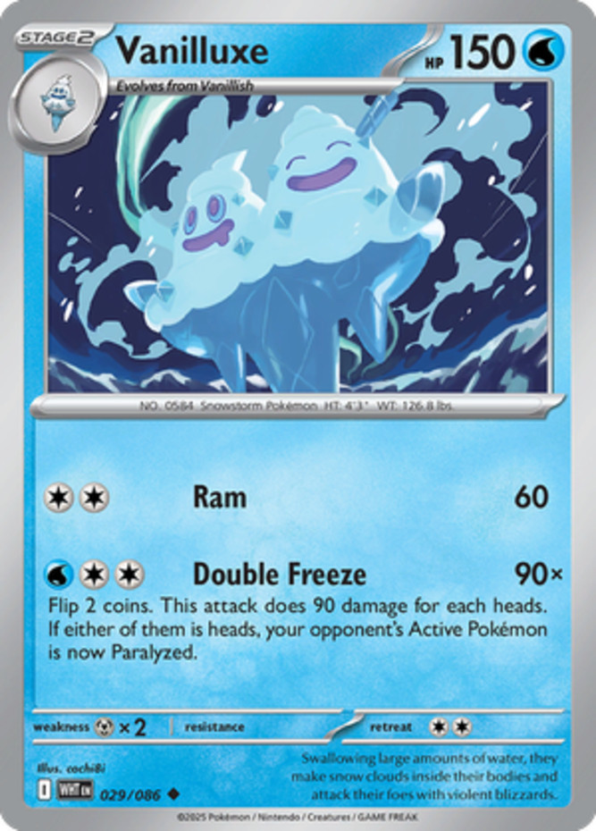 Pokemon Vanilluxe - 029/086 - Uncommon NM-Mint PKMN SV White Flare