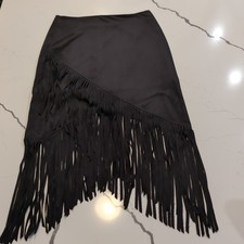 WD NY Double Tiered Fringe Pencil Skirt Women's Western Cowgirl Boho Small