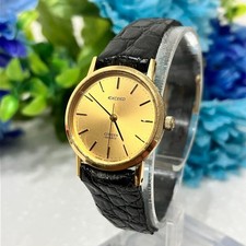 Citizen Exceed Ladies Quartz Watch Black Embossed Leather Strap