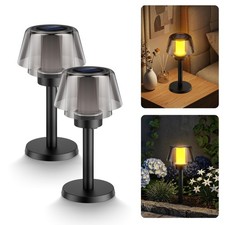 2 Pack Solar Table Lamps  2 Lighting Modes Solar Pathway Lights Outdoor with W...