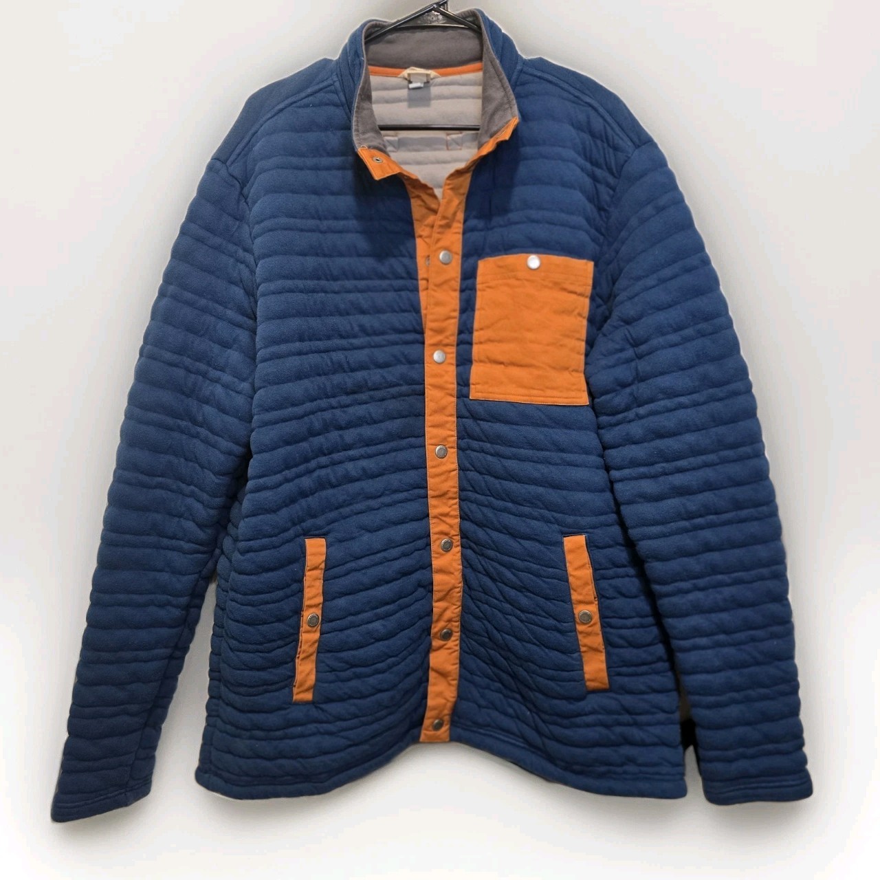 Duluth Trading Co Mock Neck Sweater Jacket Full Snap Oversized Large Quilted - second product detail image