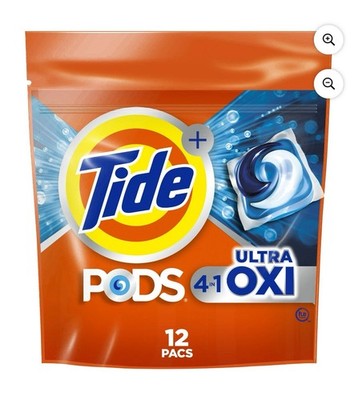 Tide Ultra OXI 4 in 1 Laundry Detergent 12 Packs for HE Machines