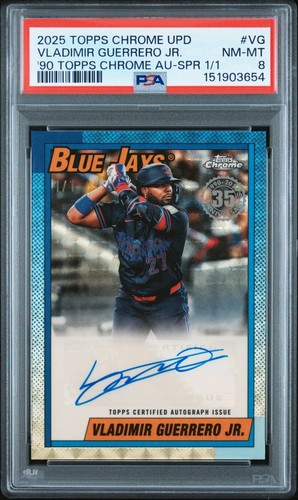 2025 TOPPS CHROME UPDATE VLADIMIR GUERRERO JR. 1990 SUPERFRACTOR AUTO 1/1 PSA 8