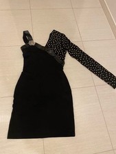 VERSUS VERSACE Asymmetrical Dress Studded Detail Black Elegant Party Dress