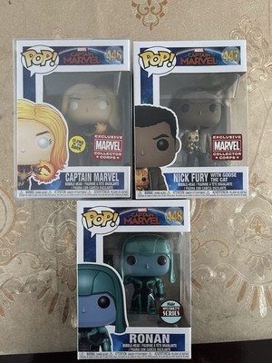 Funko Pop! Marvel Captain Marvel Collector Corps Exclusive Ronan Nick Fury Lot