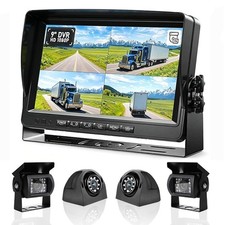 9" DVR Quad Monitor Side Rear View Reversing Backup Camera For Truck Bus RV VAN